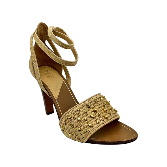 Franco Sarto Shoes - Franco Sarto Womens Eleanor 2 Dress Sandal Natural Beige Raffia - Medium